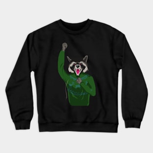 Raccoon in a sweater with deers Crewneck Sweatshirt